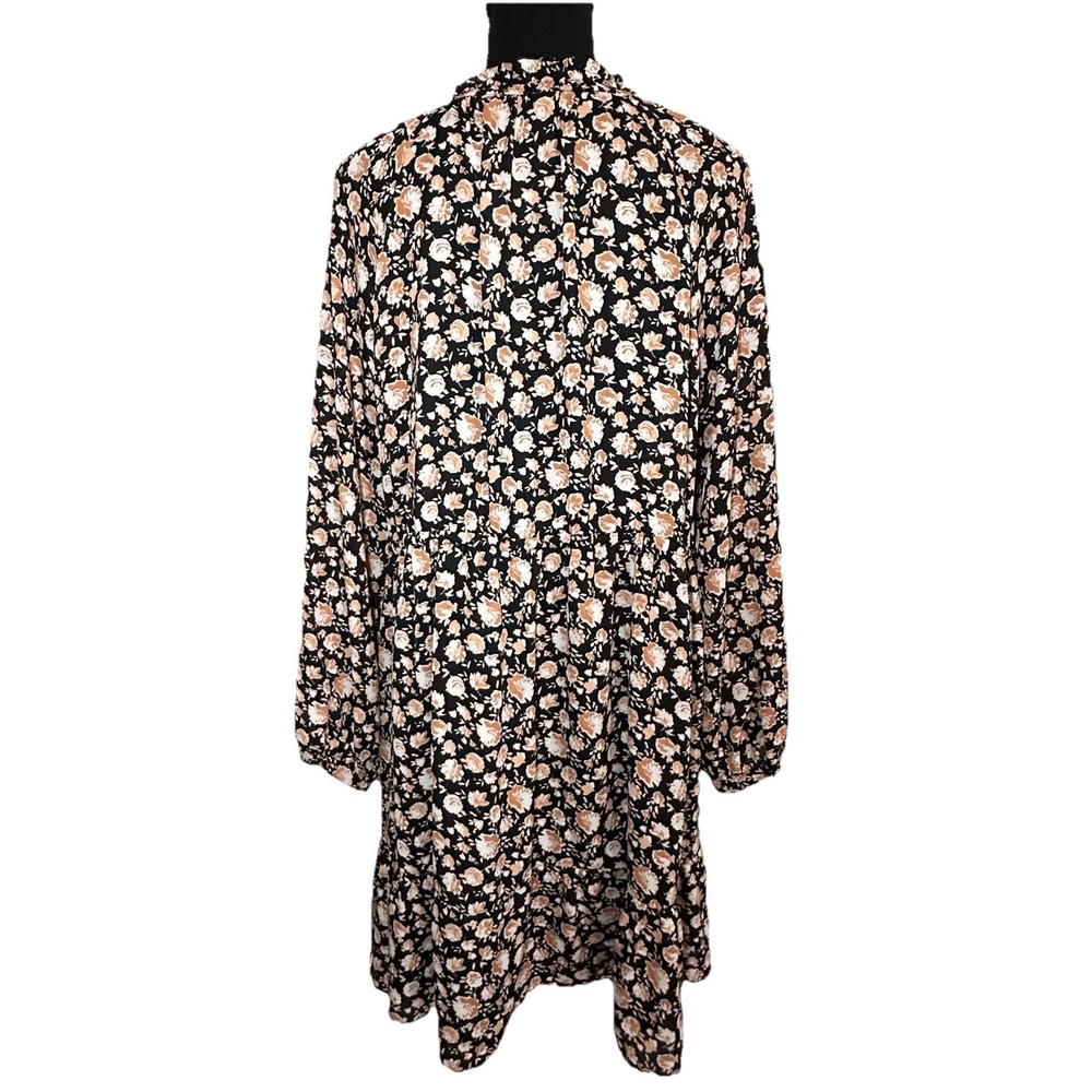 ZARA Women's Floral Long Sleeve Semi Sheer Mini Dress Pink Black Cottagecore MED - Picture 3 of 13